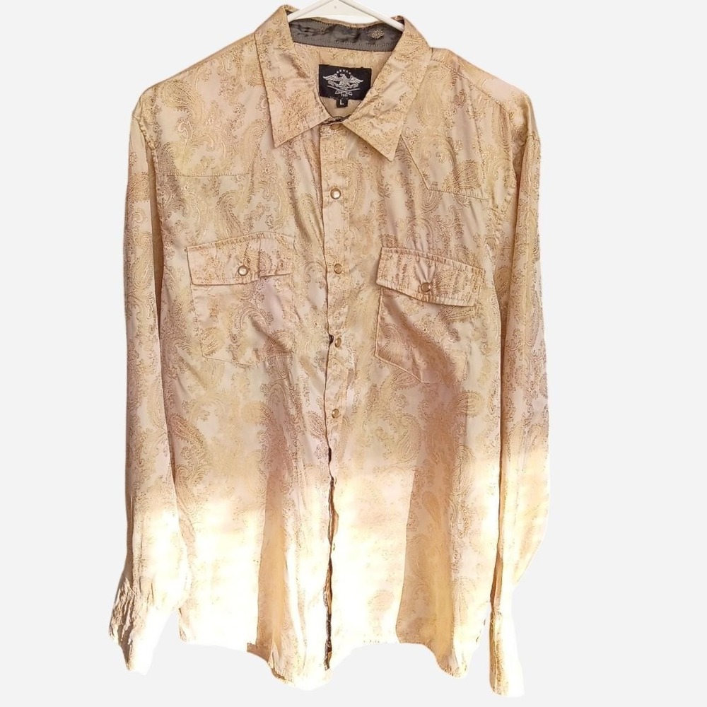 El General Gold paisley Snap Down Shirt Size Large